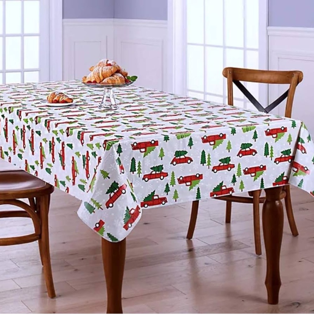 Red truck fabric tablecloth